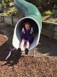 An exhilarating ride on the  PLAYGEAR™ Fibreglass, Tunnel Slide. What fun! 