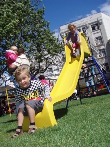 Playground slide taken at last years Thieves' Alley Market Day