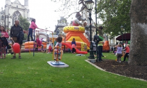 Playground equipment displayed during Thieves' Alley Market Day.