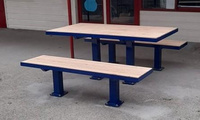 Outdoor wheelchair accessible table and forms